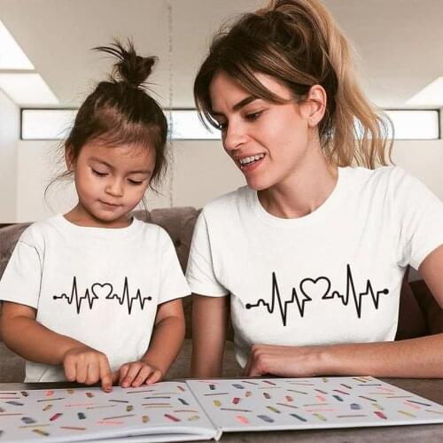 Heartbeat Love mommy and me clothes tshirt baby girl clothes matching family outfits look mom kids mother boys t shirts clothes
