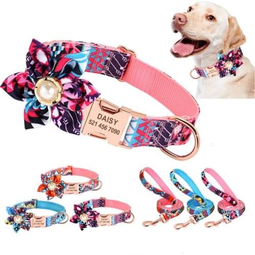 Personalized pet collar engraved with ID label nameplate nylon dog collar suitable for small and medium-sized pit bulls and pugs