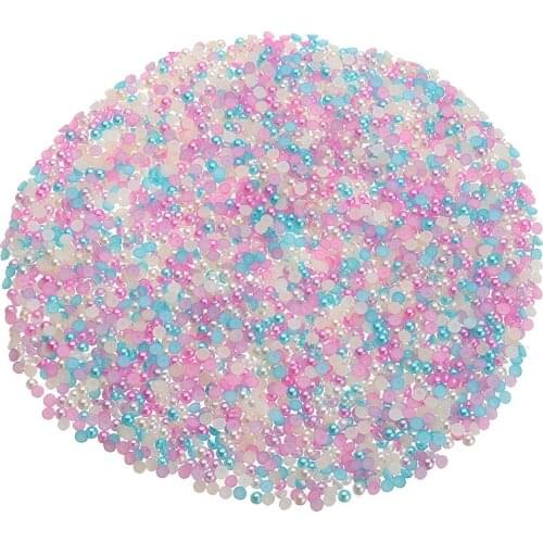 3000pcs Stylish Half Round Beads Imitation Pearls 4mm Colorful Flat Back Ornament for DIY Decorating Scrapbook Craft Phone