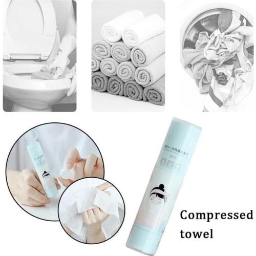 Portable Travel Disposable Cleansing Towel and Storage Box Compressed Face Towel Magic Wipes Paper Wood Fiber Tissue 10 Capsules
