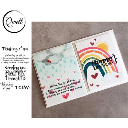 QWELL Definition of Phrase Thinking of You Words Clear Silicone Stamps 4*6 inch DIY Scrapbooking 2021 New