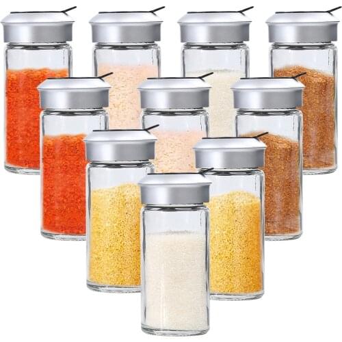 Clear Glass Condiment Pot Seasoning Bottle Glass Kitchen Supplies And Materials Saltcellar Rotational Regulation