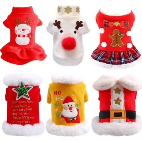 Christmas Dog Clothes Couple Shirt Dress Costume Dog Cat Coat For Small Dogs Cats Yorkshire Terrier Pet Clothes Ropa Para Perro