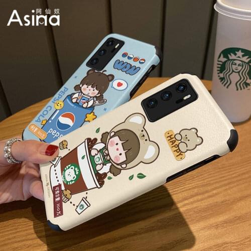 ASINA Imitation Lambskin Case For Huawei P40 P30 P20 Pro Cover Cartoon Bumper Silicone Cases For Nova 3 3i 4 5t 6 7 8 Coque Girl