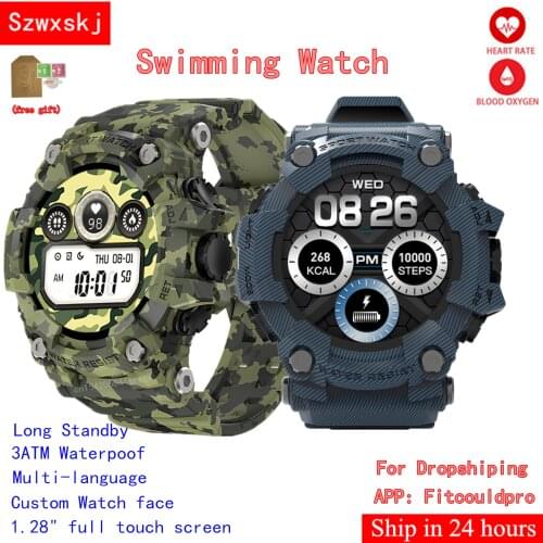 T6 Smart Watch Men IP68 Waterproof Shockproof Dustproof 4 Button Optical Heart Rate Blood Pressure Fitness Track Swim Smartwatch