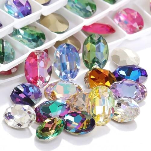 Swarovsky 36Pcs 10x14 Crystal Clear Glass Crystal Oval Stone Pointed Back Rhinestones