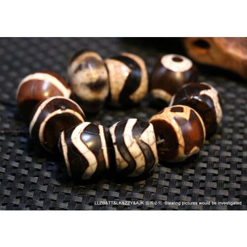 Treasure Unique Ultra SET OF 9 Magic Tibetan Old Agate Milty Symbol Drum SHAPE dZi Bead Pendant