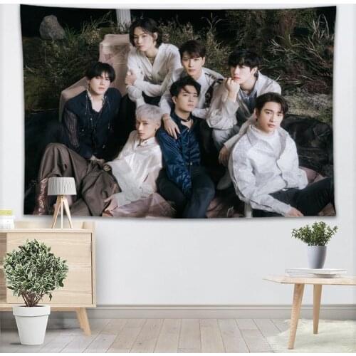 High Quality GOT7 Kpop Boy Tapestry Wall Hanging Tapestries Cloth Fabric Print For Living Room Decorative Wall Blanket 0512