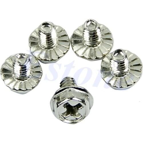 Y1UD 100pcs Toothed Hex 6/32 Computer PC Case Hard Drive Motherboard Mounting Screws