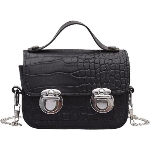 Womens Shoulder Chain Bag Clutch Bag 2021 New Fashion Crocodile Pattern Mini Messenger Small Square Bag Handbag Lipstick Bag