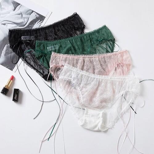 Sexy High Quality Women Plus Size Sexy Lace Hollow Bowknot Low Waist Briefs Panties Underwear For Dropshipping Wholesale
