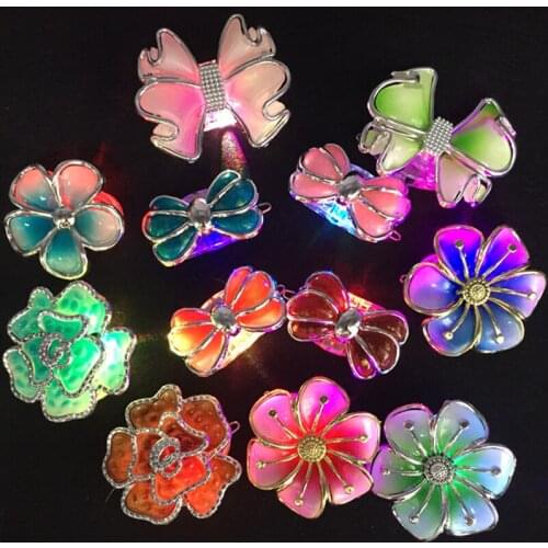100pcs Colorful Flash Led Head Flower Light Emitting Clip Hairpin Decoration For Party Christmas Supplies Headdress Accessory