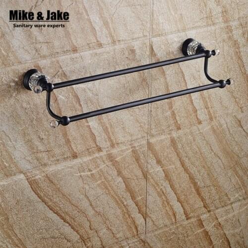 50cm Black crystal double Towel Bar,Towel Holder,blackend Finished,Bath Products,Bathroom Accessories black towel bars