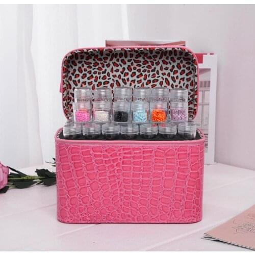 84 Bottles PU Leather Diamond Painting Charms Rhinestones Tool Storage Bag Case Organizer Beads Diamond Embroidery Storage Box
