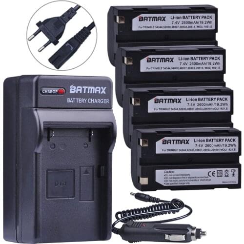 Batmax 4 x 2600mAh Battery+Charger for Trimble 54344,29518,46607,52030,38403,R8,5700,5800, R6, R7, R8, R8 GNSS GPS Receiver