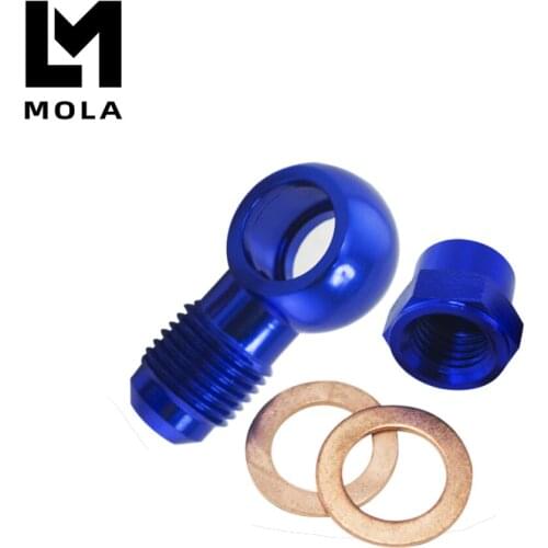 ALUMINUM BLUE 044 Fuel Pump AN6 to 12.5MM Outlet Banjo Adapter Fitting + Cap FK045BL+FK047