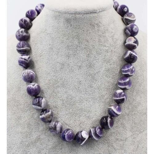 Amethyst round 14mm necklace 18inch wholesale beads nature FPPJ woman 2017