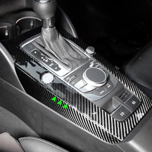Car Center Control Carbon Fiber Center Console Gear Shift Panel Cover Sticker Trim For Audi A3 2014 2015 2016 2017