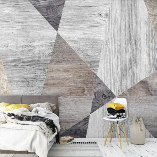 Bacal custom large wallpaper mural retro wooden board wood grain geometric background 3D wallpaper mural paper peint