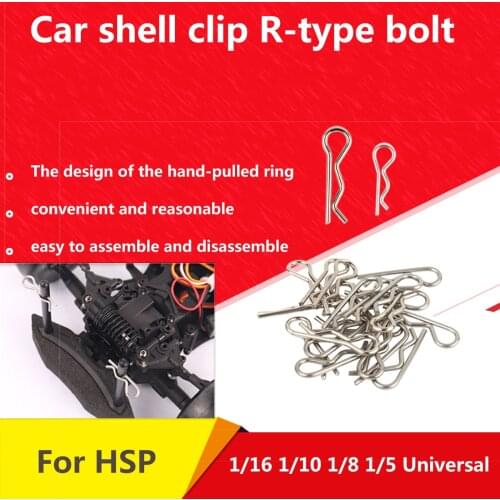 10P Long-lasting R Shape Buckle Model Car Body Shell Clip Spare Parts Pins Vehicles Universal Accessories For1:16 1:10 1:8 Scale