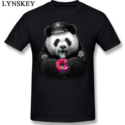 Mens T-shirts Cotton Blue Tops & Tees O-neck Short Sleeve Summer Fall Fashion Clothing Funny Animal Print Donut Cop Panda