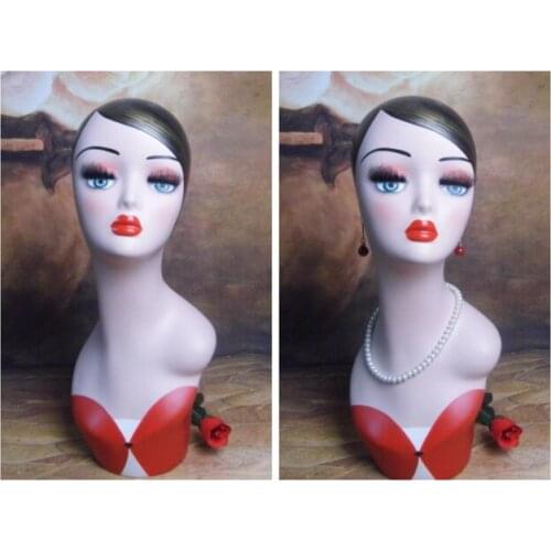 Fiberglass Female Mannequin Dummy Head , Vintage Manikin Head,Hat Head
