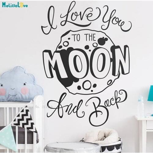 I Love You to the Moon and Back Wall Stickers Nursery Quote Vinyl Decal Home Décor Living Room Kids Baby Murals YT5099