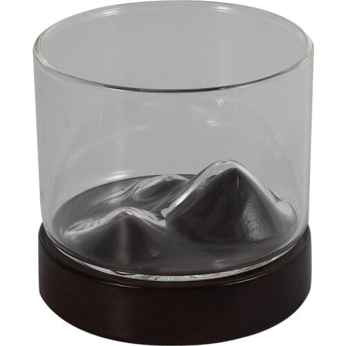Irish Whiskey Wine Cup Small Mountain with Wooden Base Unique Gift Glass Cup Whiskey Beer Cup Bar Hotel Drinkware Cup Tea Cup Cu