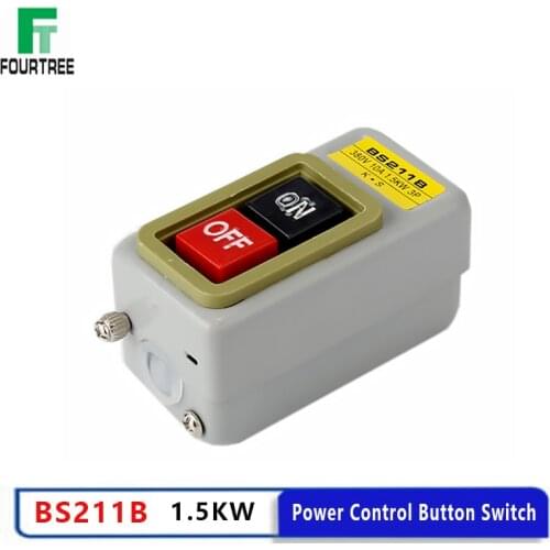 Power Control Button Switch Industrial Household Three-Phase Motor Start Button Press Switch 10A BS211B 1.5KW