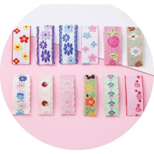 Korean Simple Embroidery BB Clip Headband For Children Sweet Girl Childrens Hairpins Cartoon Flowers Baby Girl Hair Accessories