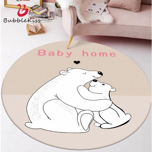 Bubble Kiss Round Rug Cute Cartoon Polar Bear Carpets For Living Room Home Carpet Baby Room Climbing Mat Bedroom Decor Area Rugs