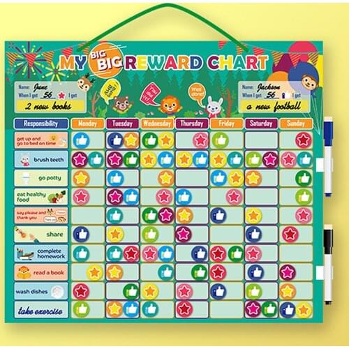 Magnetic Reward Behavior Chores Chart Board Educational Table Calendar Kids Toy