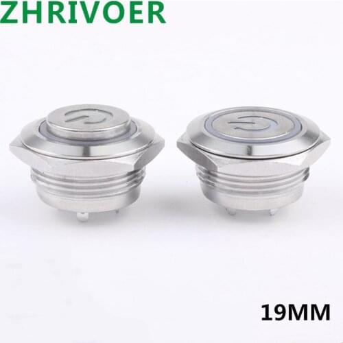 1pcs 19mm Metal Button Switch with Light 3V12V24V Ultra-short Stroke Self-resetting Waterproof Key Switch Button