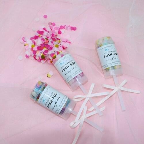 Mini Round Confetti Push Pop Cannons Baby Shower Decorations Wedding Girl Toss Confetti Small Salute Gender Reveal Party Decor