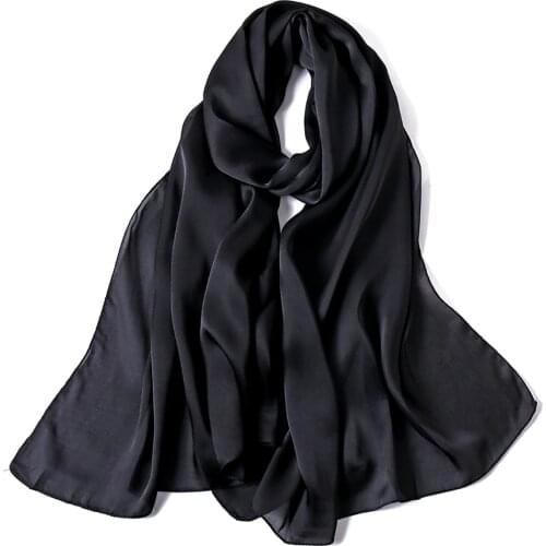 Fashion Women Candy Color Pure Silk Scarf Female Luxury Brand Plain Long Soft Foulard Shawls and Scarves Beach Cover-Ups Hijab