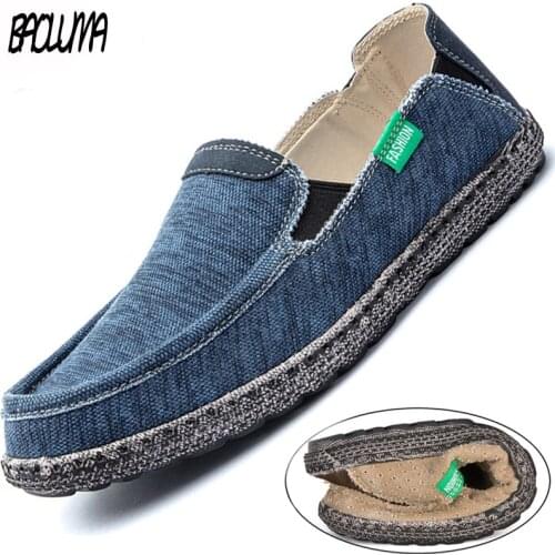 2020 New Spring Summer Light Canvas Shoes Men Breathable Men Shoes Loafers Soft Comfortable Outdoor Flat Lazy Shoes for Male