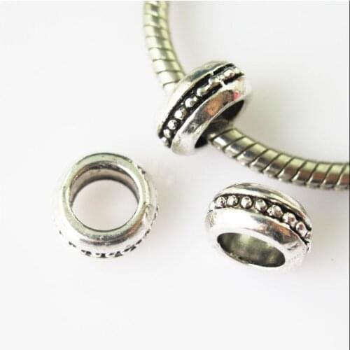 New 25Pcs Tibetan Silver Round Spacer Beads fit European Charm Bracelets 10mm