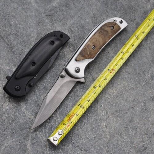 New Outdoor Survival Knife Mini Folding Knife Titanizing Stainless Steel Blade Wood Handle Hunting Knives Camping Knife EDC Tool