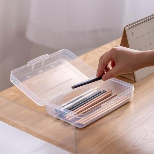 Lightweight Beautiful Translucent View Pen Storage Box Plastic Pencil Box Large Capacity for Home