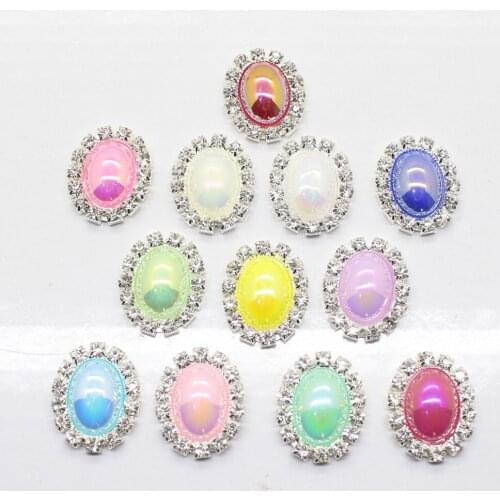 Rhinestone Buttons 10Pcs21*17MM Color Pearl Embellishment, Handmade DIY Sewing Decoration Crafts