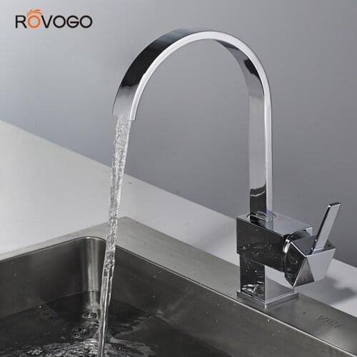 ROVOGO Single Handle Kitchen Sink Faucet, 360 Degree Kitchen Cold and Hot Mixer Taps(Chrome)