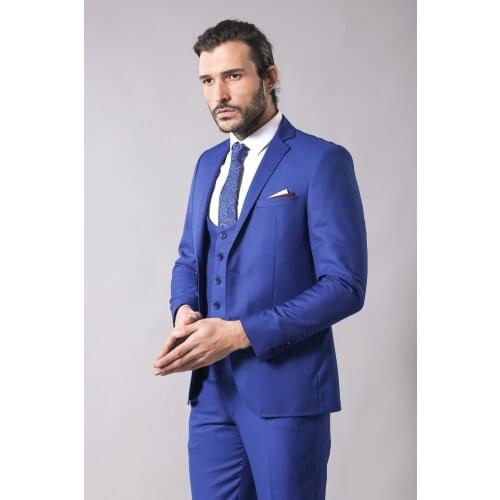 Blue Slim Fit Vested Suit