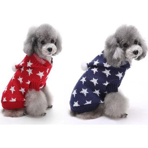 Pet-Dog-Sweater Knited Hoodie Dog Clothes Jumper Stars Pet Puppy Coat Jacket Warm Cat Costume For Cat Sweater Chihuahua Clothing