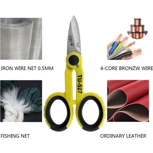 UANME 5.7" Multipurpose Steel Electrician Scissors Shears Cut/Strip Electrical Wire with Wire Cutting Notch