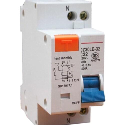 DZ30LE Earth Leakage Circuit Breaker With Over Current Protection 6A 10A 16A 20A 25A 32A RCBO