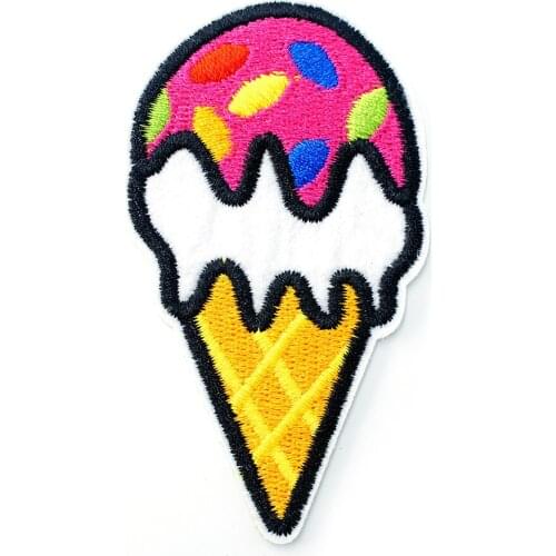 Ice Cream (Size:8.5X4.8cm) DIY Cloth Badges Embroidered Applique Sewing Patches Clothes Stickers Garment Apparel Accessories