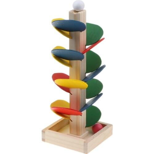 Funny Marble Ball Run Toy Educational DIY Wooden Leaves Tree Tower Building Kits