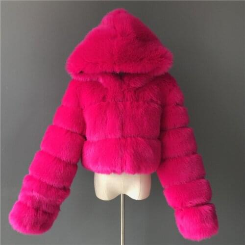 2020 fur coat imitation fox fur stitching short hooded female models in stock free shipping wholesale price