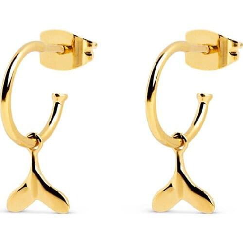 925 Sterling Silver Ear Needle Creativity Little Sapling Stud Earrings for Women Gold Fish tail Pendant Earrings Fashion Jewelry