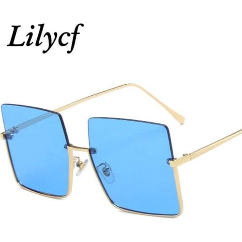 Sunglasses Ladies Half Frame Metal Cut Eyewear New Trend Retro Big Frame Anti-glare Gradient Color Brand Designer Glasses 2021